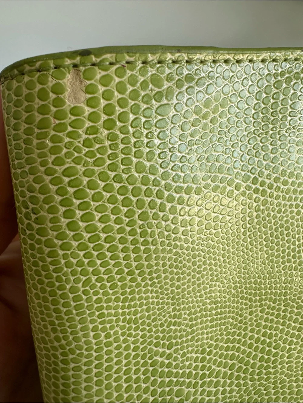 Fornash Lizard Embossed Lime Green Clutch